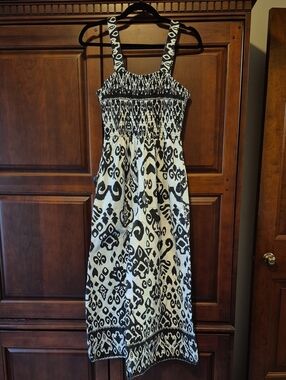 Black & White Patterned Smocked Romper